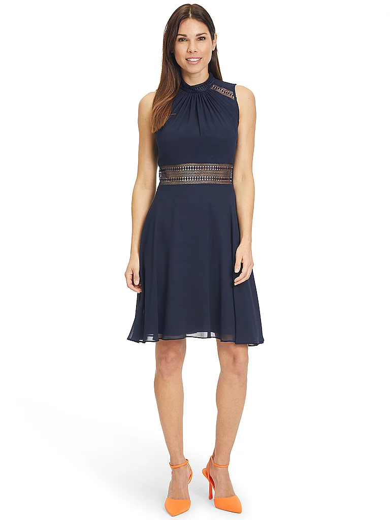 Vera Mont Night Blue Chiffon Dress 36 5